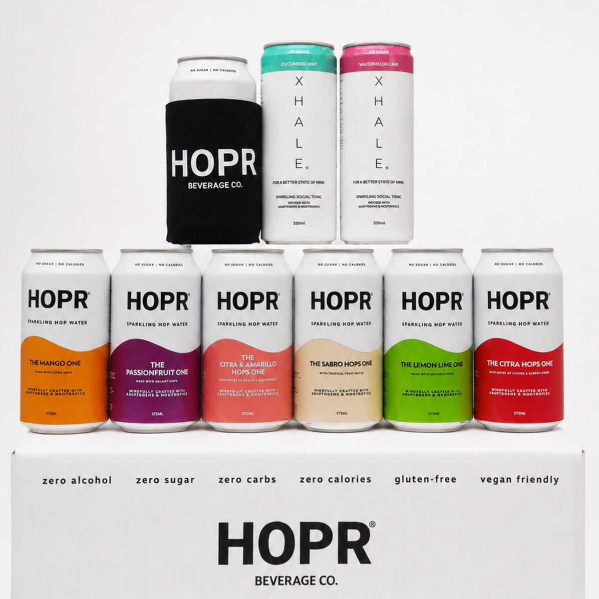 HOPR alcohol alternatives in a mixed variety case